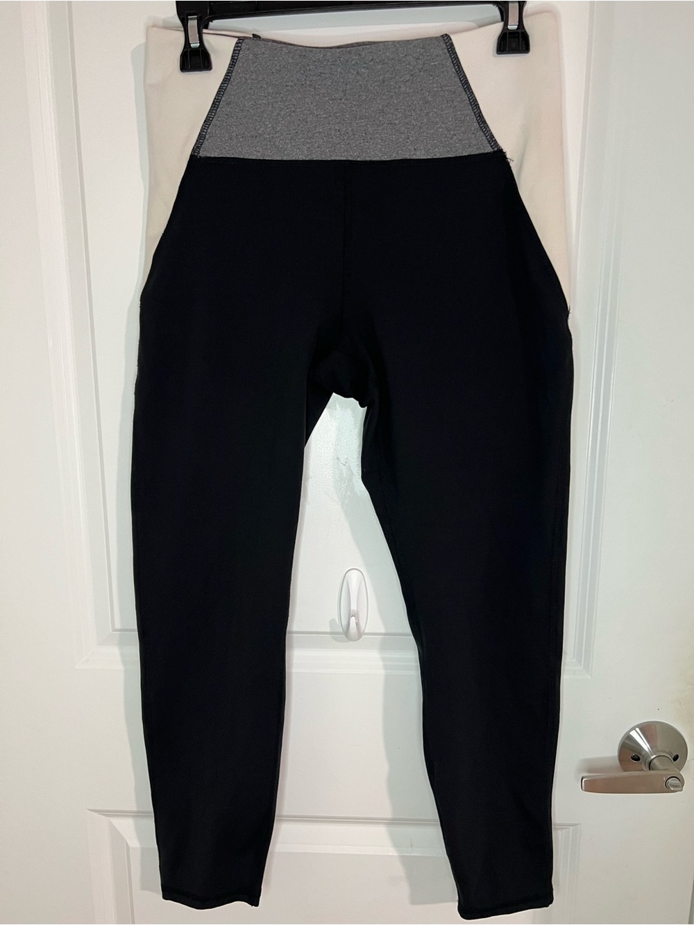 Marika Black Leggings with Gray High Waistband